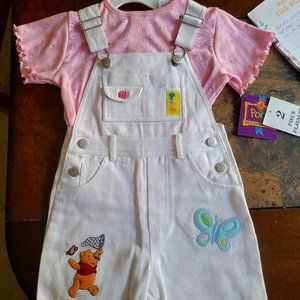 Vintage Girls Size 4T Pooh 100 acre collection Overall Playsuit